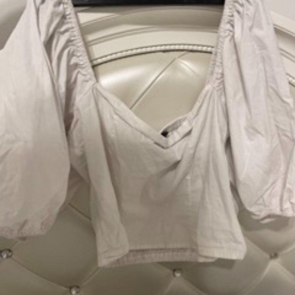 adorable puff sleeve white blouse